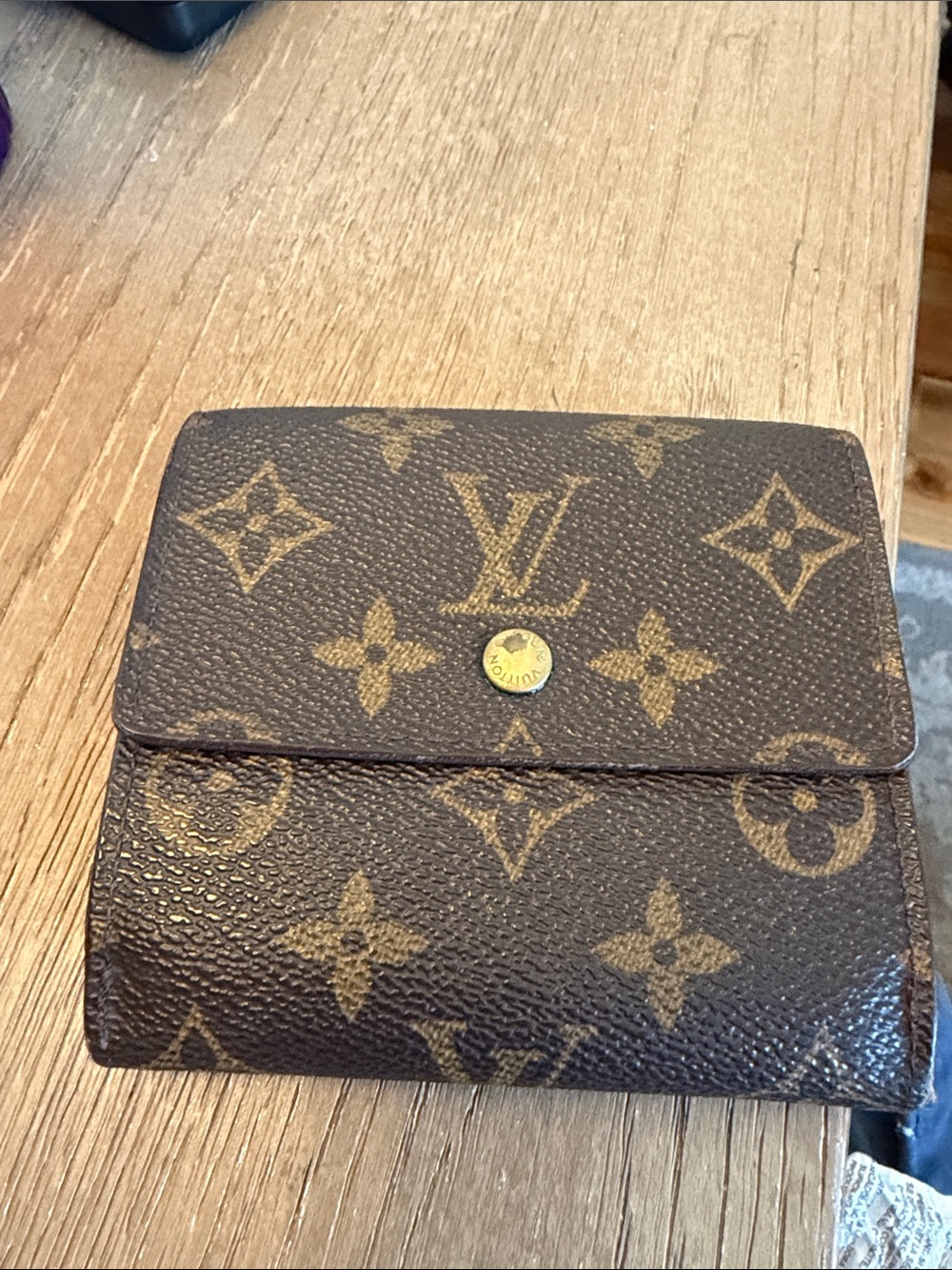 Louis Vuitton Monogram Canvas Compact Card Holder in Brown and Gold